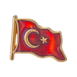 IL-5307 Türk Bayrağı Mineli Yaka Rozeti (İğneli)