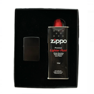 Siyah Metal Zippo - 125 ml Benzin Set