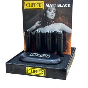 Clipper Taşlı Mini Metal Çakmak Matt Black